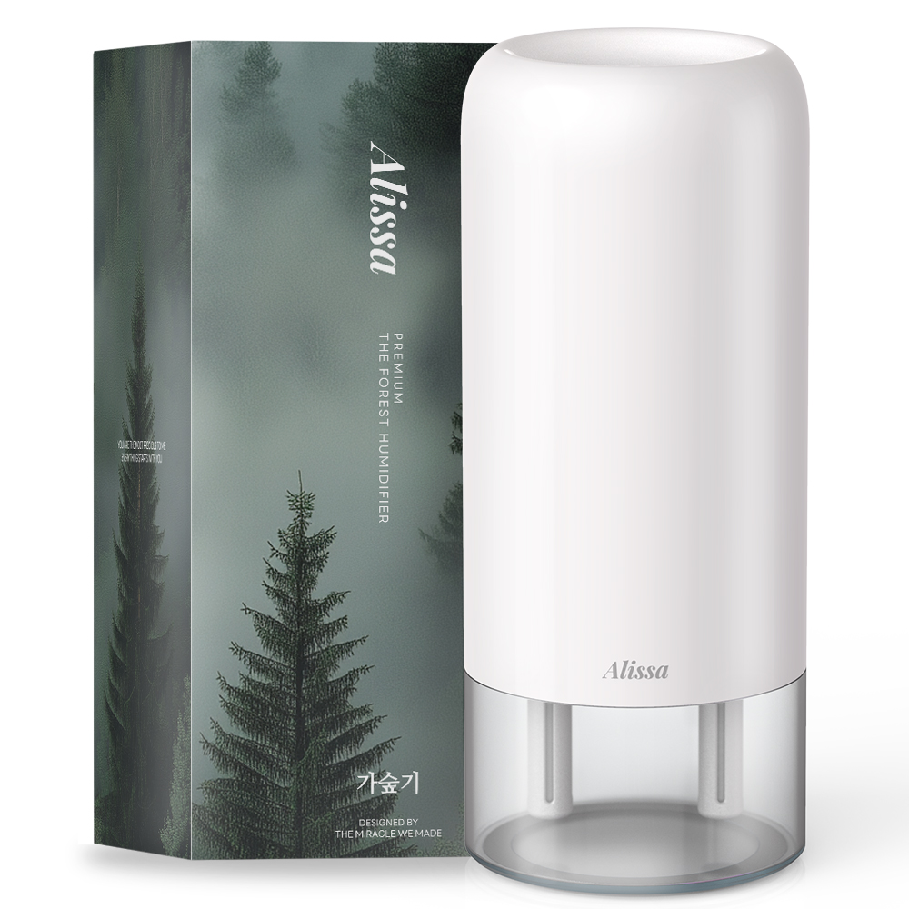 알리사 숲속안개 가습기 미니 초음파 사무용 무선 탁상용 충전식 700ml+필터 4개