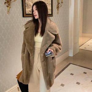 여성 겨울 퍼 인조 페이크 하프 부드러운 따뜻한 루즈핏 모피 밍크 코트