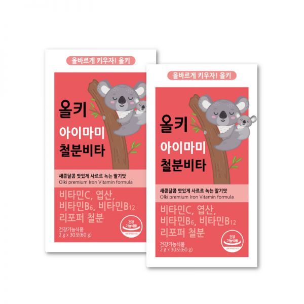 <b>아주약품</b> 올키 아이마미 철분비타 임산부 <b>어린이</b> 철분제 비타민C 30포 2개