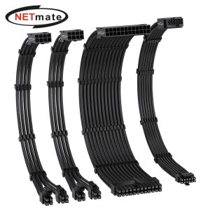 넷메이트 NM-DPI2272 PSU 연장 16AWG 슬리빙 케이블 세트 (블랙 4종) [EZDIY-FAB]