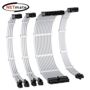 넷메이트 NM-DPI227 PSU 연장 16AWG 슬리빙 케이블 세트 (화이트 4종) [EZDIY-FAB]