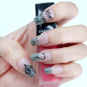 시크 레터링 네일팁 젤 하트 파츠 그라데이션 네일 디자인