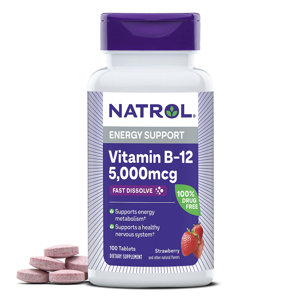 나트롤 <b>Natrol 비타민 B12</b> 5000mcg 딸기맛 100정