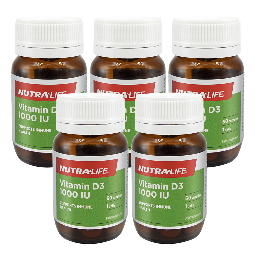 비타민D <b>비타민D3</b> 뉴트라라이프 고함량 뉴질랜드 1000IU 60캡슐 5통