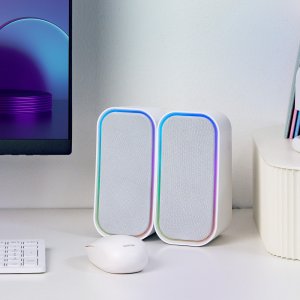 로이체 2채널 무선 유선 스테레오 블루투스 LED 스피커 게이밍 북셰프 PC 데스크탑 BTS-370