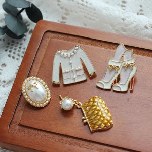 러블리 핑크 화이트 슈즈 브로치 뱃지 세트 가방꾸미기 신발꾸미기