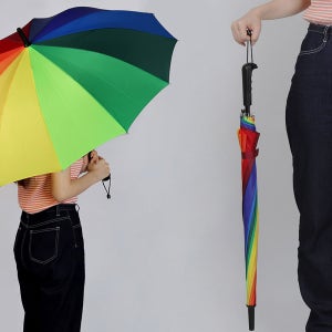 무지개우산 긴우산 커플 일자 손잡이