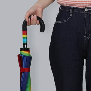 무지개우산 긴우산 커플 곡자 손잡이