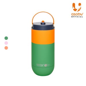 아소부 스테인레스 보온보냉 빨대 대용량 세라믹 텀블러 오르빗 900ml, 파스텔그린