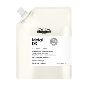 [손상염색모발용] 로레알 프로페셔널 메탈 디엑스 샴푸 리필 500ML 부드러운 실크 윤기 샴푸