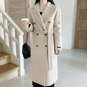 울100 핸드메이드 롱 여성코트 더블 오버핏 양모 모직 겨울