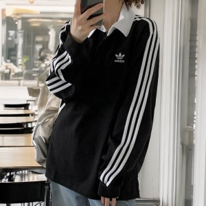 아디다스 오리지날 아디컬러 럭비 폴로 카라 긴팔 스트라이프 티셔츠