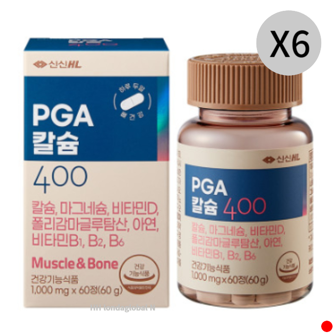 <b>신신제약</b> PGA 칼슘 400 마그네슘 비타민D <b>아연</b> 60정X6