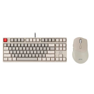 지클릭커 레트로 레드 SPMK87 유선 기계식 키보드 마우스 세트