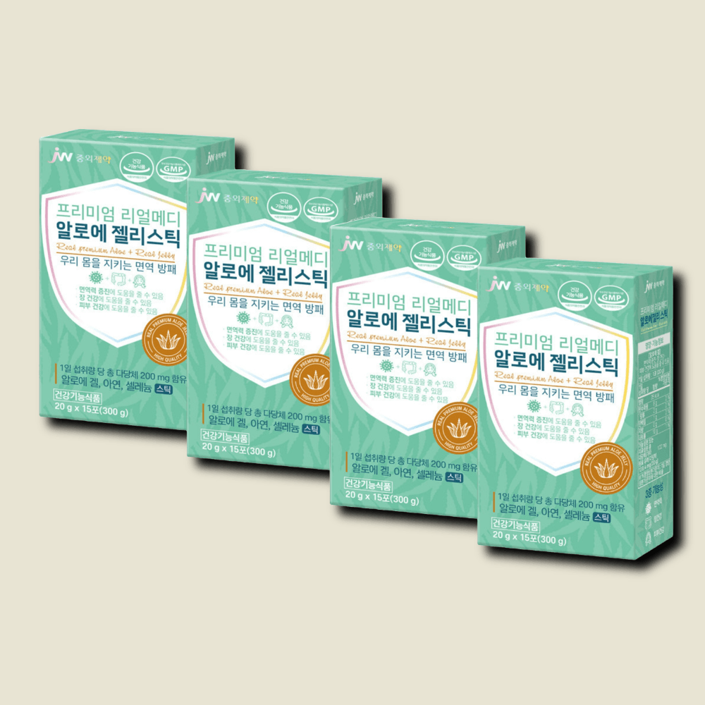 리얼메디 이뮨 알로에 겔 젤 젤리 스틱 15포 4박스