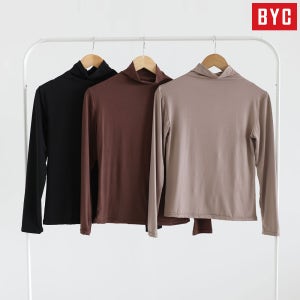 BYC 여성 슬림핏 목폴라 이너 폴라티 긴팔티셔츠 1매