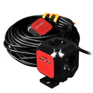 러그박스 4구+USB2구 30m 연장 납작멀티탭 고용량 3500W 정리손잡이