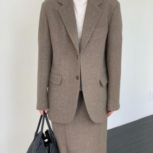 object 오브젝트 헤링본 싱글 울 오버핏 자켓 (2col)