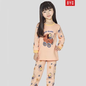BYC 어린이 여아내복 도톰한 보온 실내복 초등 주니어 겨울 상하세트 80호 85호