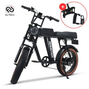 AU테크 엑스트랙 몬스터 팻바이크 자토바이 최대 850W PAS 스로틀 전기자전거 48V 10Ah 블랙, 50.8cm(20인치)