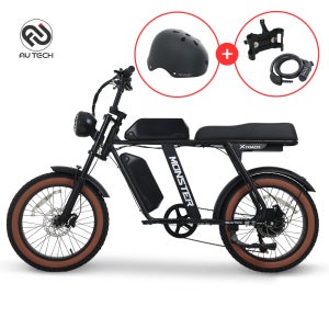 AU테크 엑스트랙 몬스터 팻바이크 자토바이 최대 850W PAS 스로틀 전기자전거 48V 10Ah 블랙, 50.8cm(20인치)