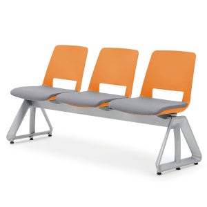 롱체어 장의자 로비 체어 3인용 오렌지 그레이좌판