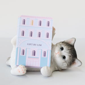 발라당 회색 고양이 장식 소품 핸드폰 명함 거치대 고양이 장식품 집들이 개업 이사 선물