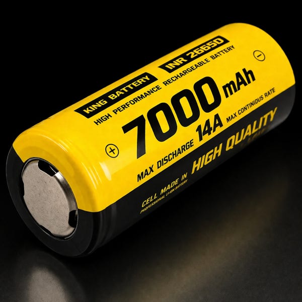 26650 배터리 7000mAh 대용량 MAX 14A 고방전출력 리튬이온충전지 킹배터리