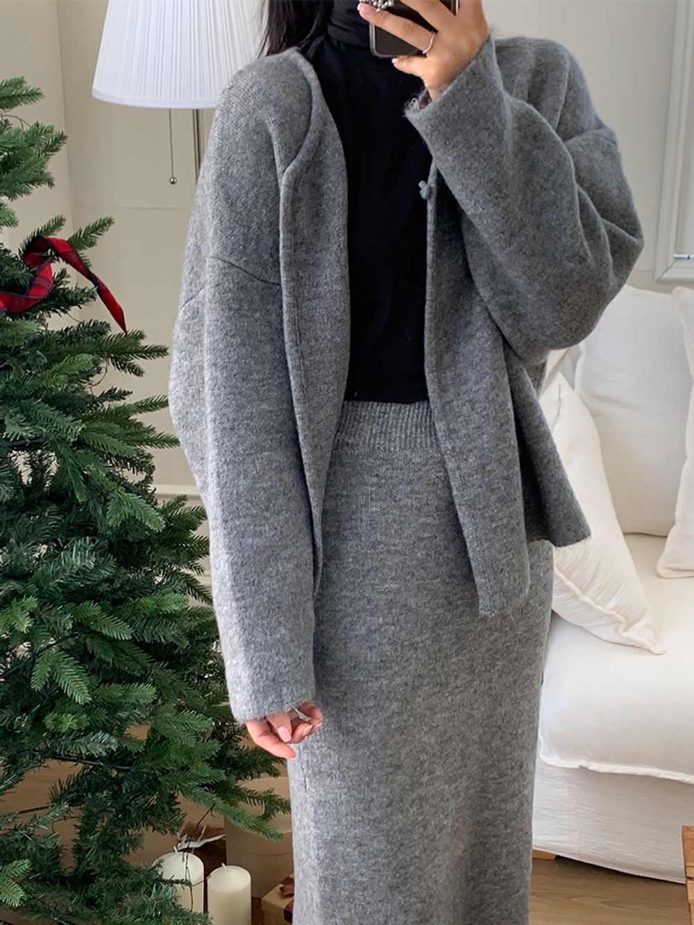 겨울 투피스세트 가디건치마세트 포근한 니트 코디세트