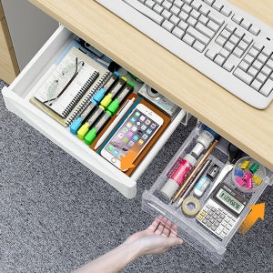 히든 서랍 부착식 붙이는 책상 밑 서랍 다용도 데스크 슬라이딩 수납 서랍