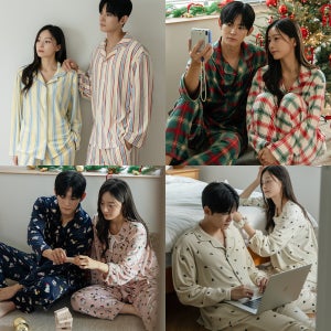 커플잠옷 겨울 기모 극세사 여자 남자 세트 수면 파자마 빅사이즈 홈웨어