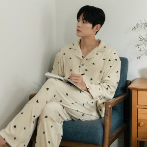 MHS4711 이너쿠키 라이트 기모 남자 겨울 수면 잠옷 클래식 세트