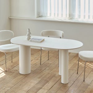 아씨방가구 피에르 세라믹텍스쳐 LPM / 타원형 식탁 1800mm, 스톤화이트