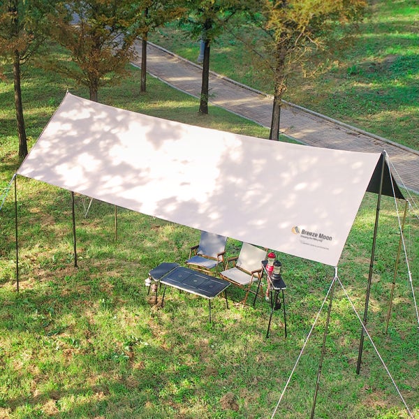 브리즈문 립스탑 300D 블랙코팅 렉타 타프 6x4.4m 특대형 타프 풀세트