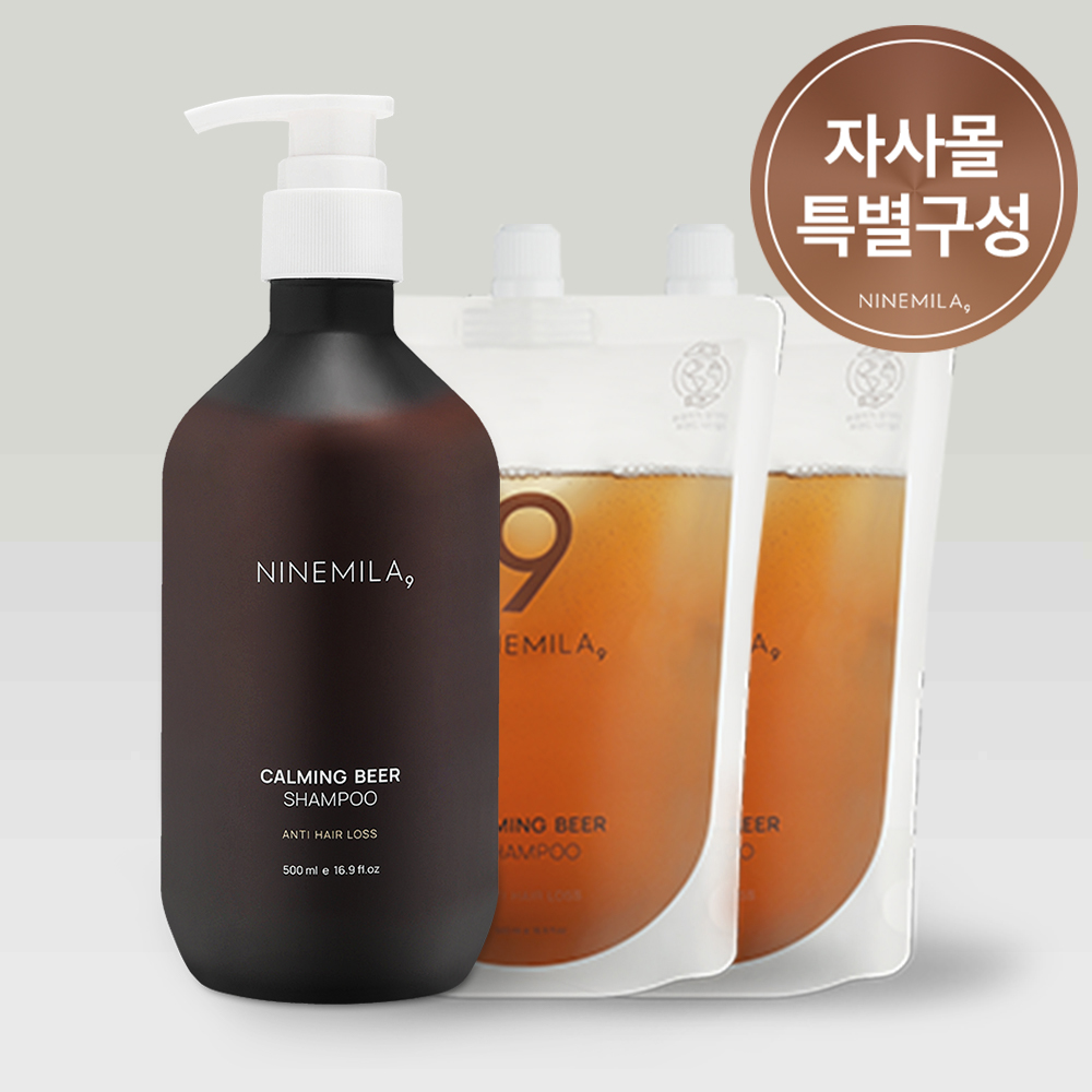 나인밀라 카밍비어 (<b>맥주효모</b>) <b>탈모</b>샴푸 (+리필 추가선택) 자몽향, 500ml, 3개