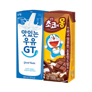 [멸균] 맛있는우유 GT 흰우유 200mL 24개+초코에몽 190ml 24개