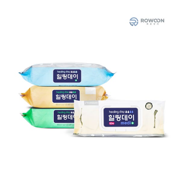 대형사이즈 물티슈 힐링데이 60매X15팩 20팩 두꺼운 엠보형/일반형 요양병원 물티슈