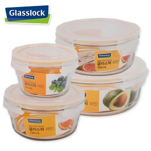 글라스락 원형 유리찬통 밀폐용기 이유식 내열강화유리 냉장고보관통 전자렌지그릇 반찬통