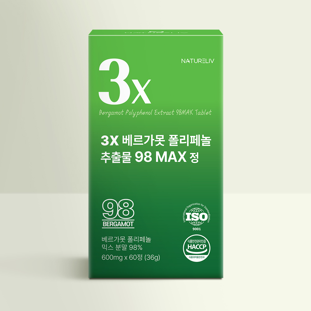 3X 베르가못 폴리페놀 <b>추출물</b> 98MAX 60정 스페인산 <b>아티초크</b> BPF