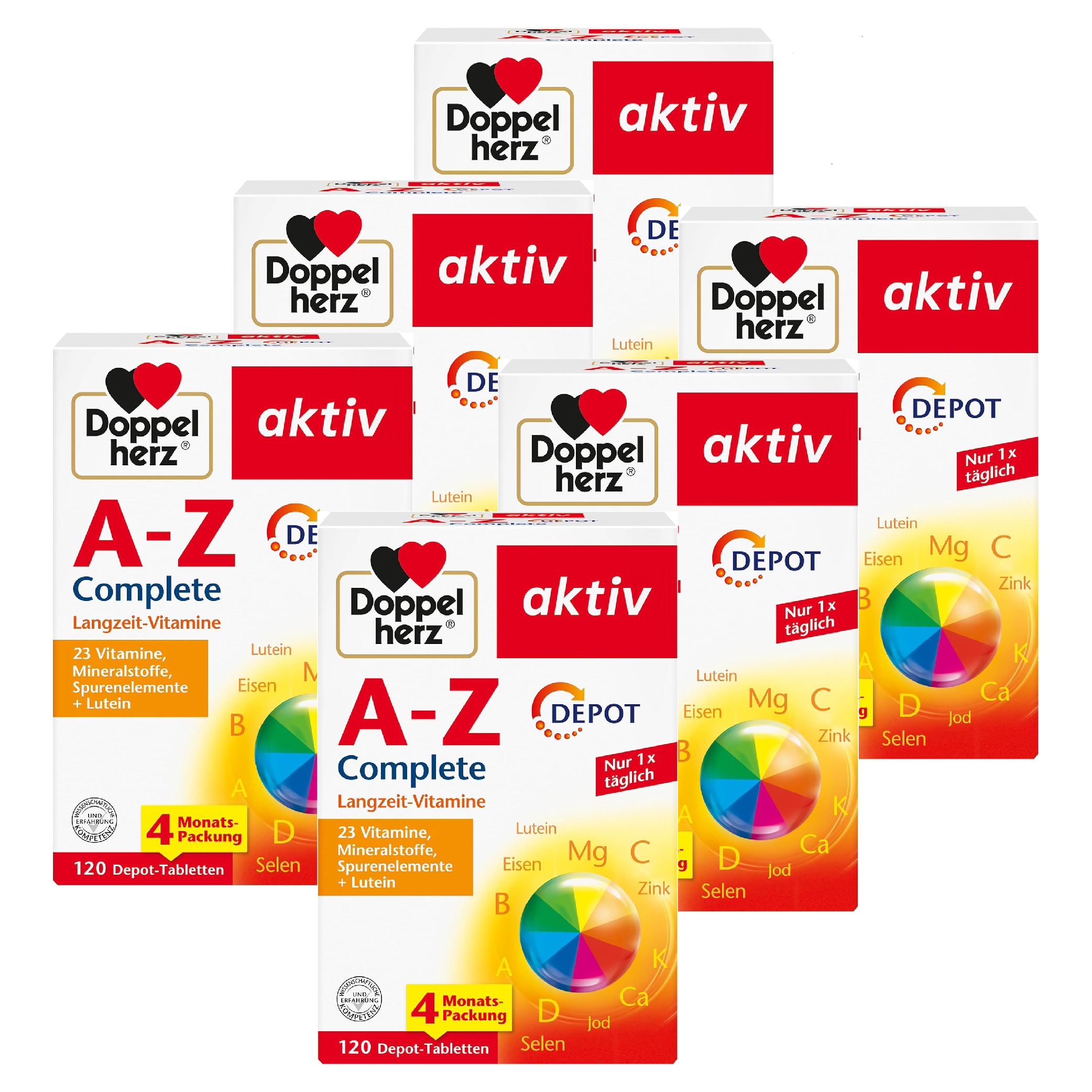 도펠헤르츠 <b>A</b> <b>Z</b> DEPOT <b>멀티 비타민</b> 미네랄 루테인 120정 x 6박스 독일 내수용