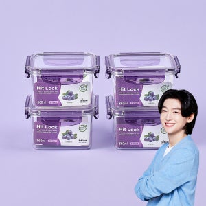 에코센스 히트락 올트라이탄 밀폐용기 정사각 860ml, 4개