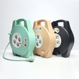 자동소화 4구 케이블릴 캠핑용 릴선 20M 브라운