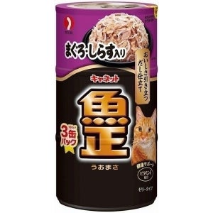 일본 고양이 참치 멸치 포함 펫라인 캐넷 우오마사 160g x 3캔 팩