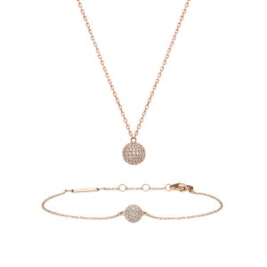 다니엘 웰링턴 PAVE CRYSTAL NECKLACE+ BRACELET 로즈골드 SET