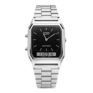 카시오 AQ-230A-1DHDF (AQ-230A-1D) 아날로그 디지털 스퀘어 빈티지 레트로 공용 메탈시계