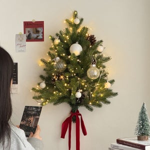 루시아이 벽 트리 벽걸이 트리 풀세트 PE 크리스마스 장식 소품 화이트 45cm