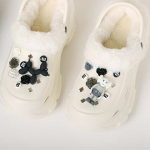 겨울 카우스 키높이 슬리퍼 크록스스타일 털실내화