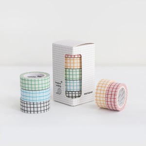 모모마테 크레용 체크 마스킹테이프 세트