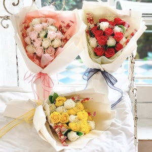 합격엿 꽃다발 시험 백점만점 고3 수험생 합격기원 수능 응원 선물 붙어엿