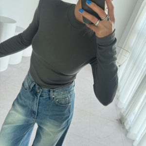 보니따스 코렐 패드 반폴라티 속기모 슬림핏 티셔츠/ 블랙 아이보리 카키 스틸브루
